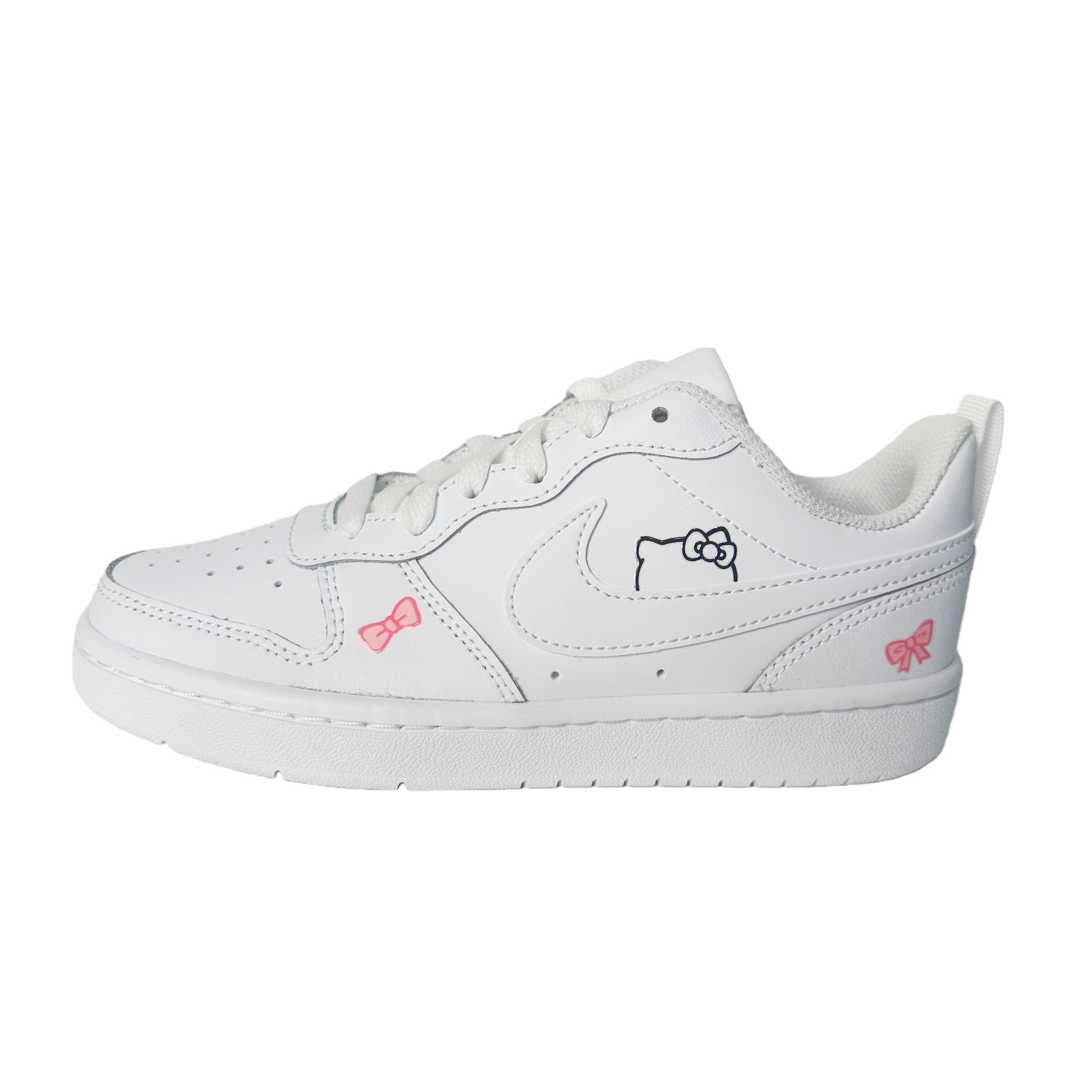 

Nike Court Borough Hello Kitty Butterfly Dancing Leather Low top Skateboard Shoes Unisex White BQ5448-100(team1670-) 35.5