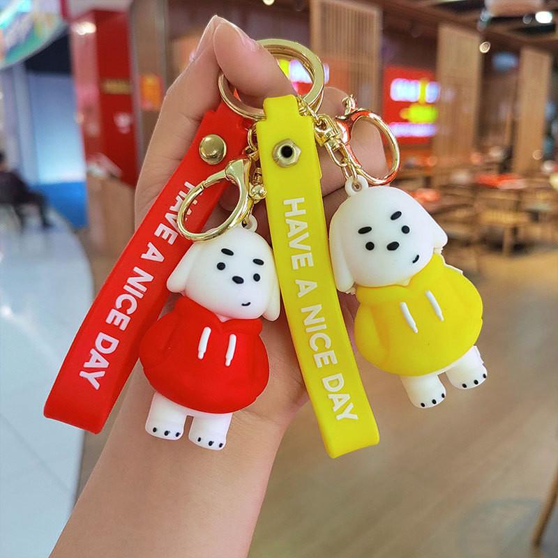 Adorable Hoodie Droopy-eared Dog Keychain Cute Car Key Ring Charming School Bag Accessory Wholesome Gift For Kids Friends