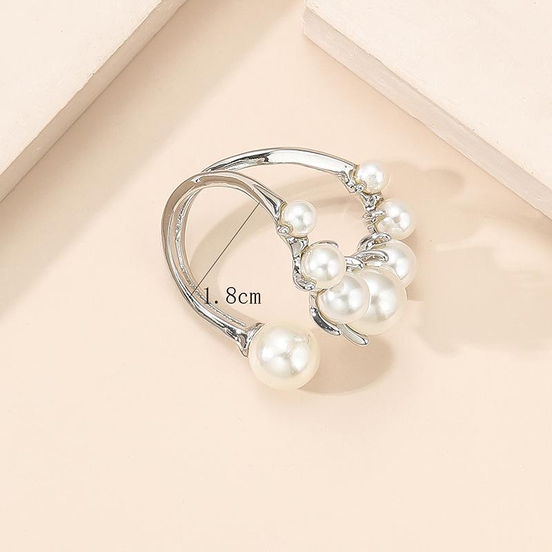 Classic European & American Minimalist Pearl Open Ring: Unique Creative Design, Luxury Fashion