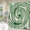 1pc Green Spiral Abstract Shower Curtain - Hypnotic Concentric Rings Design, Cream Background, Smooth Flowing Lines, 70.8x70.8in