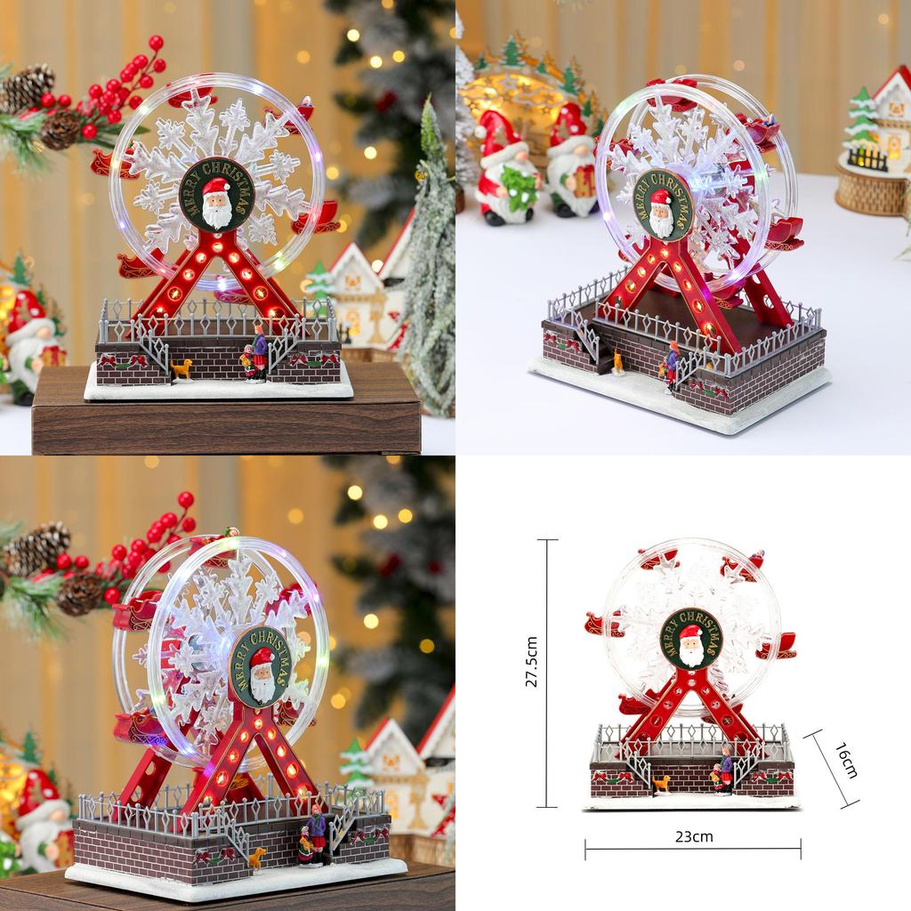 Santa Claus Themed Luminous Ferris Wheel Music Box For Holiday Celebrations