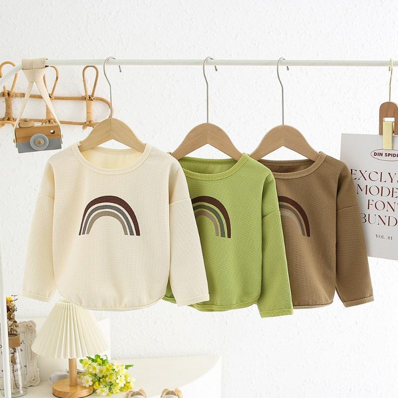Autumn New Children's Waffle Long Sleeve Round Neck Pullover Sweater