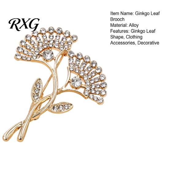 Leaf Accessory Rhinestone Ginkgo Brooch, Sparkling Lapel Pin for Men Women, Nature Inspired Decorative Badge Clothes Bag Hat Scarf Suits Shaped
