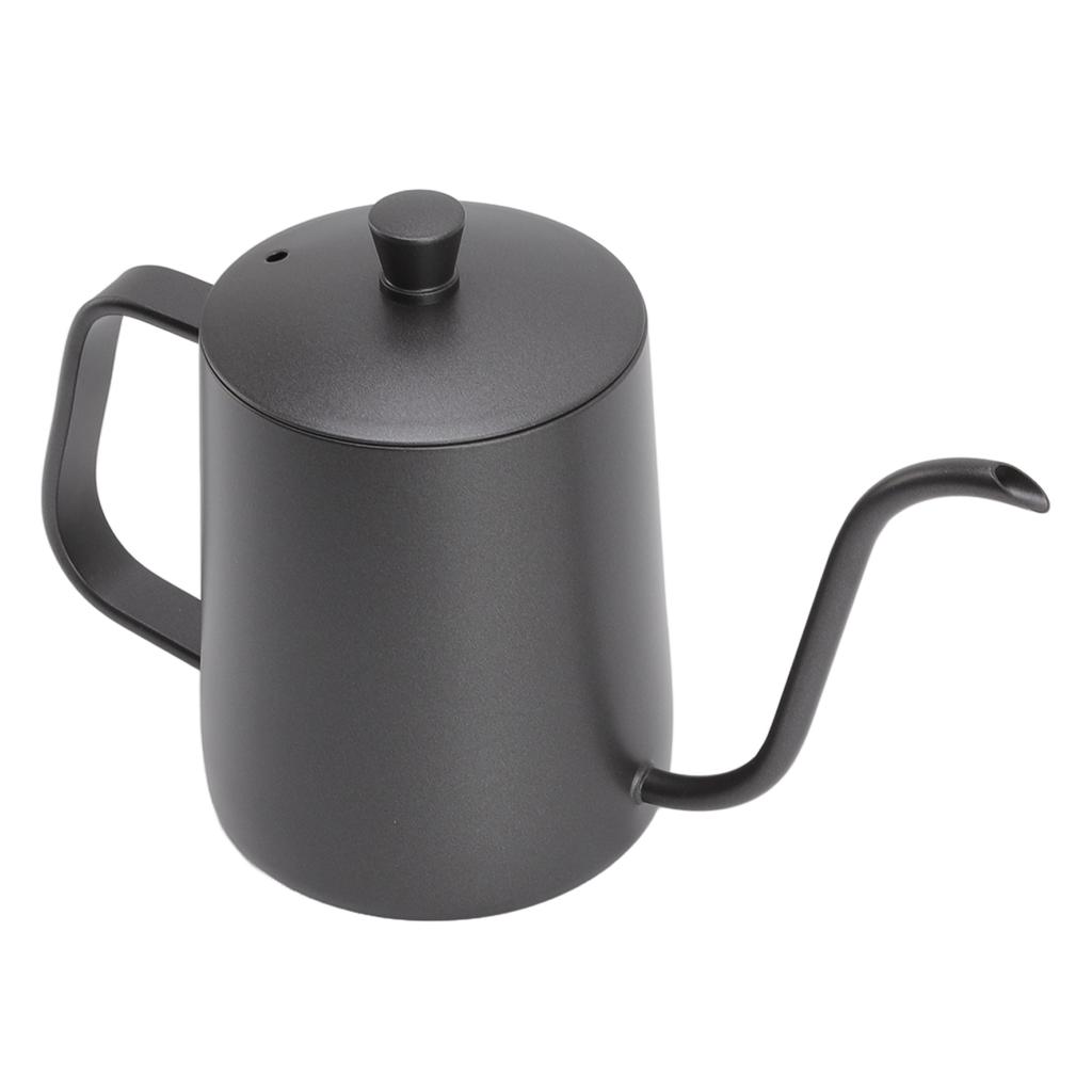 Długi Wąski Czajnik do Kawy Czarny Stal Nierdzewna Odporny na Rdzę Mały Czajnik do Nalewania z Pokrywką do Domu