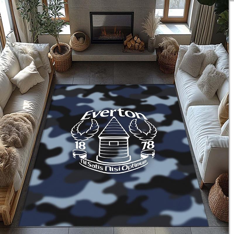 Tappeto in Velluto di Cristallo con Stampa Calcio Everton, Comodo Assorbente d'Acqua Antiscivolo Tappeto per Pavimenti Interni