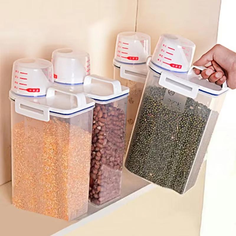 New Plastic Cereal Dispenser Storages Boxs Kitchen Food Grain Rice Container Nice Kitchen Rice Storage Box Flour Grain Storages