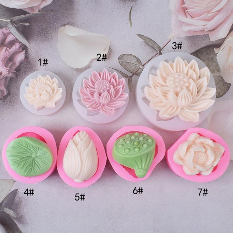3D Lotus-Flower Shaped Silicone Soap Mold Lotus-Candle Mold Seedpod-of-Lotus Scented Candle Resin Epoxy Mold DIY Art