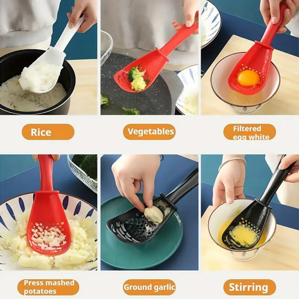 Multi-functional kitchen cooking spoon - suitable for egg yolk separator, grinder, macher, filter, skimmer, spoon - heat-resista