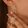 European & American Zircon Star Stud Earrings - Women's Retro Design, Elegant Accessories with Diamond-Set Detailing.