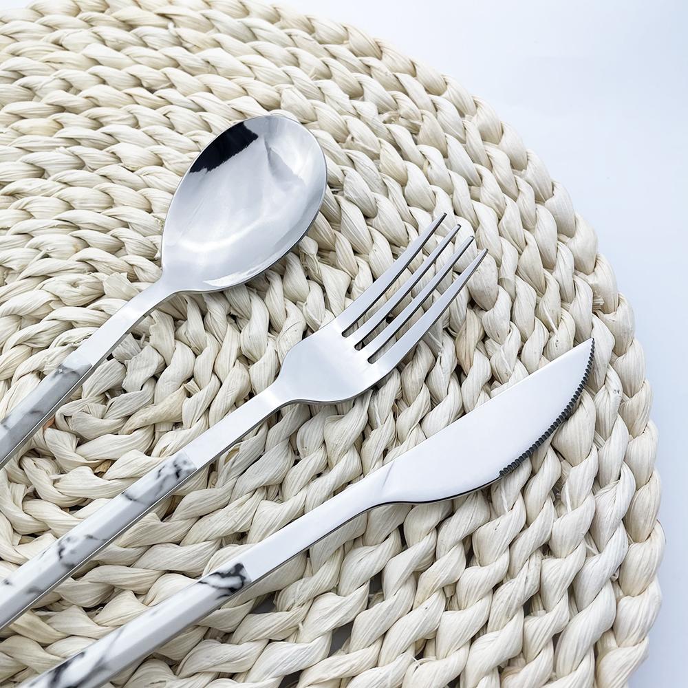 12Pcs Dinnerware Set Stainless Steel Imitation Wooden Handle Cutlery Clamp Western Tableware Dinner Fork Spoon Kitchen Accessori