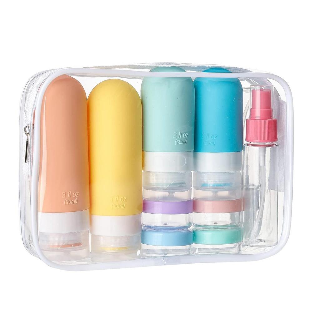 16-pack travel bottle set - leak-proof silicone squeeze container, for toiletries, conditioner, shampoo, lotion and body wash ac