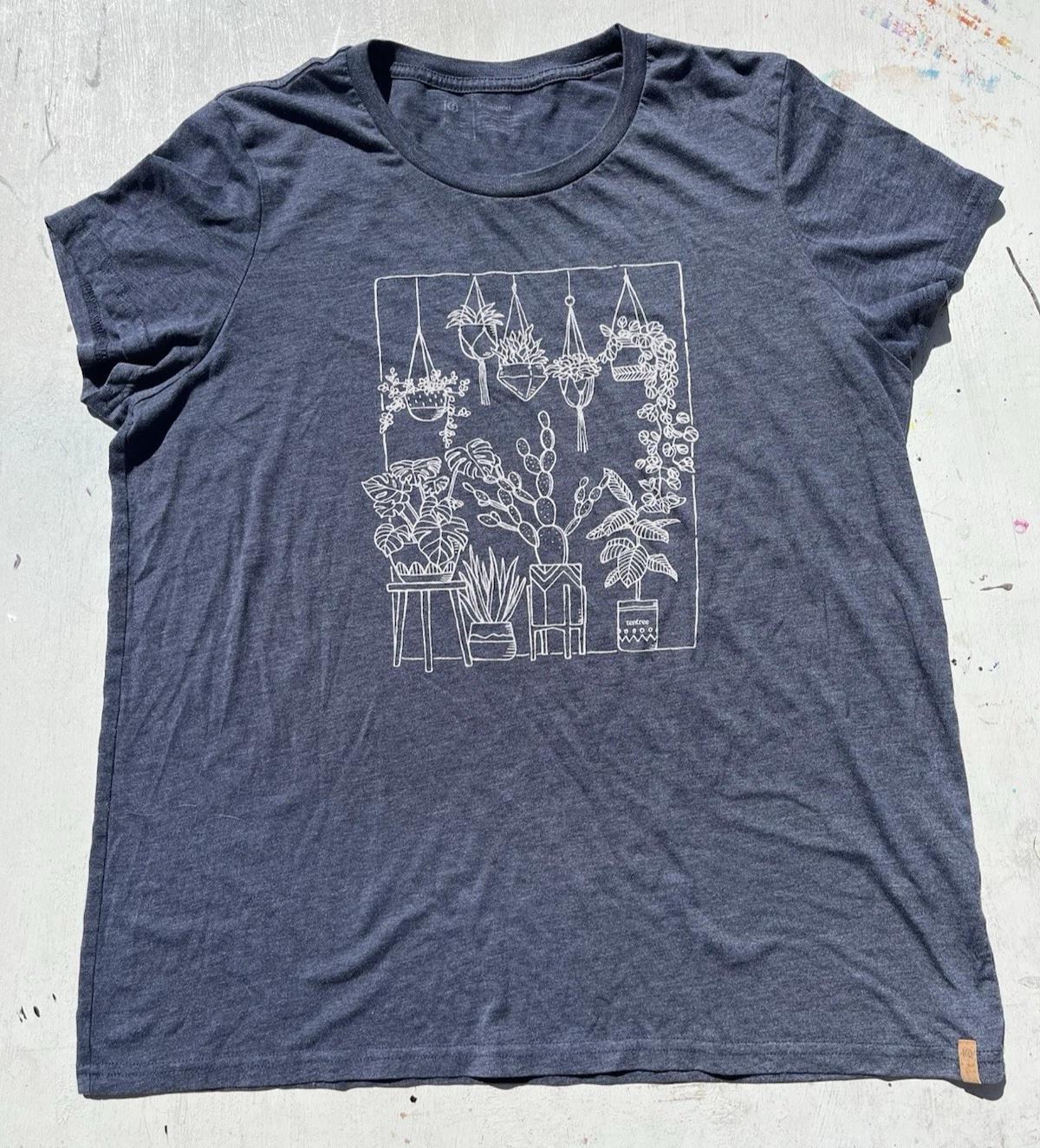 

Women s 10Tree T-Shirt Gray Blue Plants XL Hike Outdoor Camp Atrium Hippie BOHO 2XL
