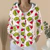 Women's Fashion Casual Sweater Button-Up Print Cardigan  Hooded Jacket