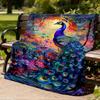 1pc Peacock Feather Artwork Throw Blanket Polyester Fiber, Lightweight Flannel, Soft & Warm, All Season Use for Outdoor, Camping Digital Print