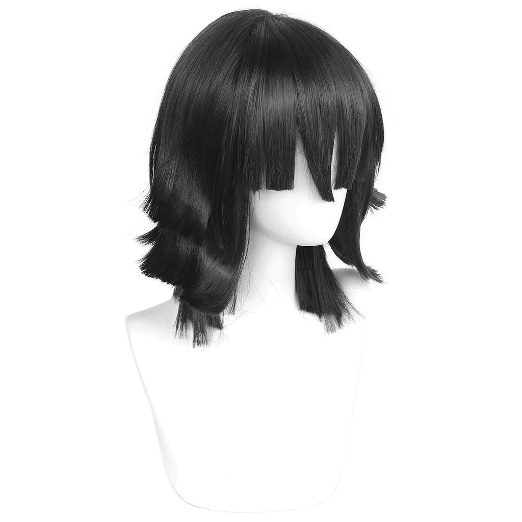 Demon Slayer Blade Black Little Bana Snake Pillar Layered Short Hair Anime Cos Wig