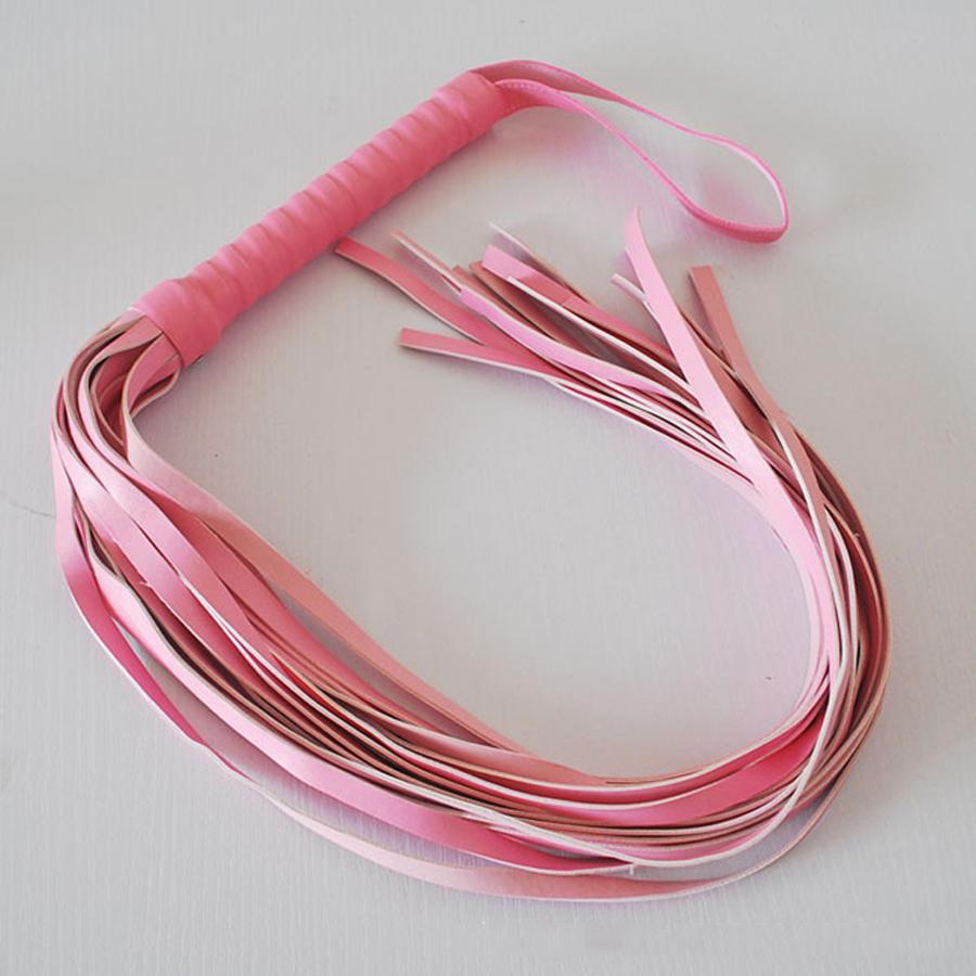 Pink 50cm Long Tails Whips Delicate Leather Paddle Spank For Couples Sex Toys Adult Games Spanking Slave For Couples