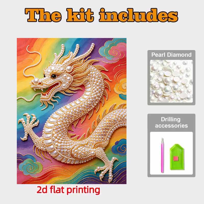 Pearl Art Painting Home Wall Decor Chinese Dragon Pearl Gemstone Painting Picture Crafts Adult/Beginner Gift Creative Home Decor Unframed