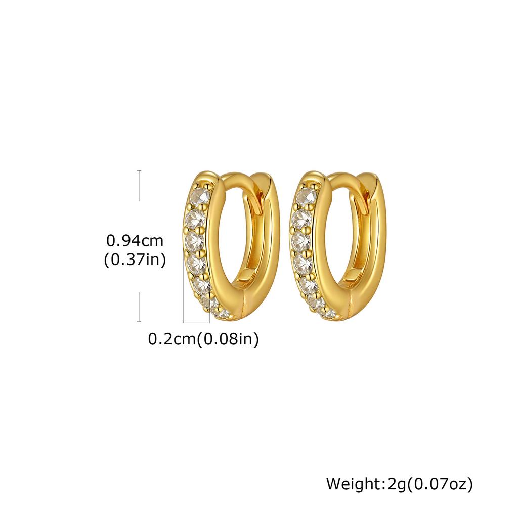 Exquisite Minimal Cubic Zircon Hoop Earrings, Metal Small Huggie Earrings for Women, Hypoallergenic Fashion Piercing Jewelry