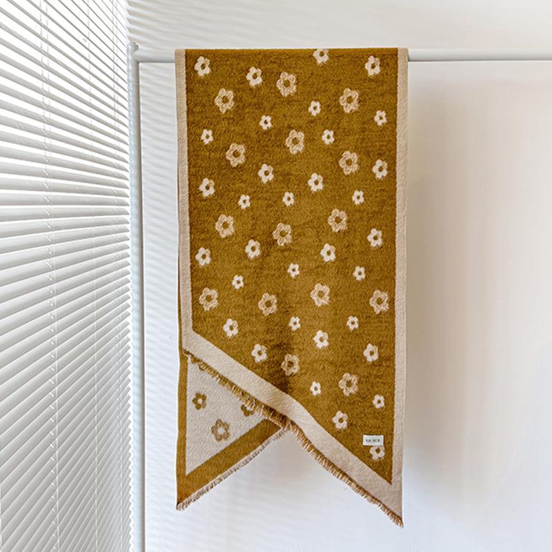 Winter Cashmere Scarf For Women Luxury Flowers Print Shawl Wrap Thick Warm Blanket Echarpe Pashmina Female Gift