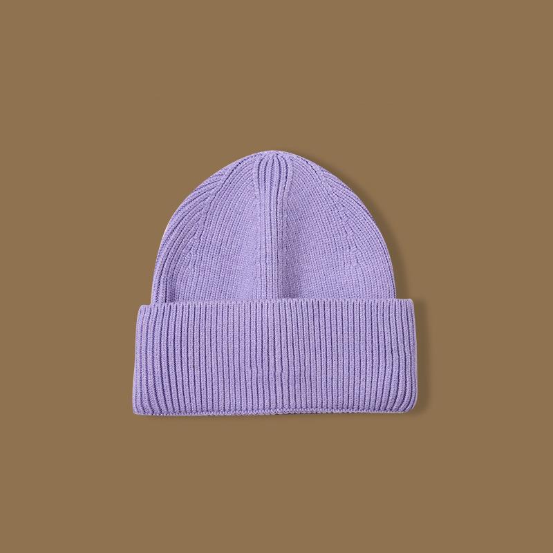 High Quality Solid Color Hat Women's Autumn and Winter Wool Hat Warm Ear Protection Cold Hat Versatile Face Small Knitted Hat Men's Windproof