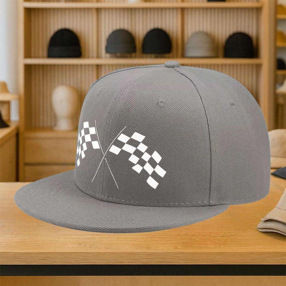 

Checkered Racing Flags Unisex Baseball Cap Polyester Snapback Adjustable Casual Streetwear Hat One Size