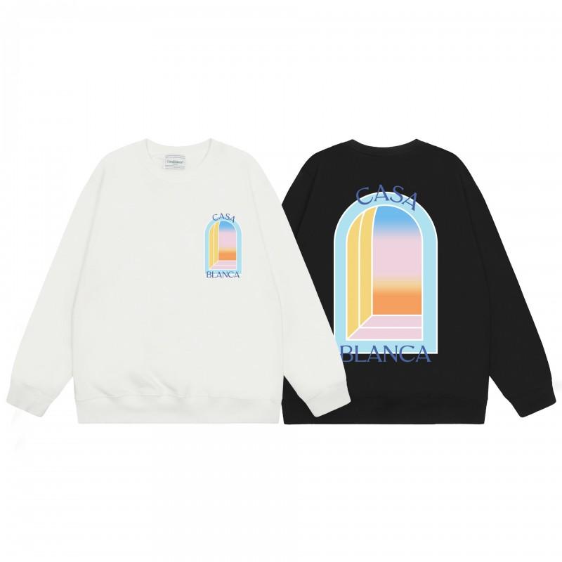 Winter CASA Hoodie Rainbow Letter Print Crew Neck Loose Long Sleeve Sweatshirt Men Women