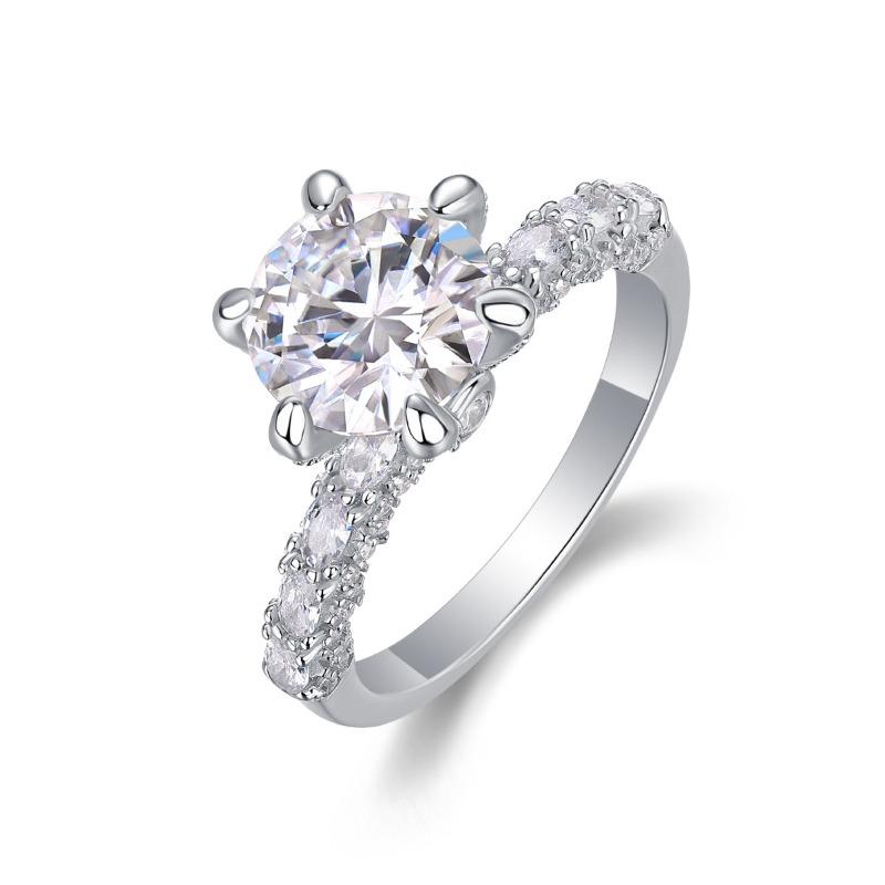 Silver Luxury Inlaid Carat Light Luxury Ring Hot Selling Moissanite Ring High
