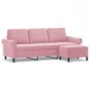 3 Seater Sofa with Ottoman in Pink 180 cm Velvet