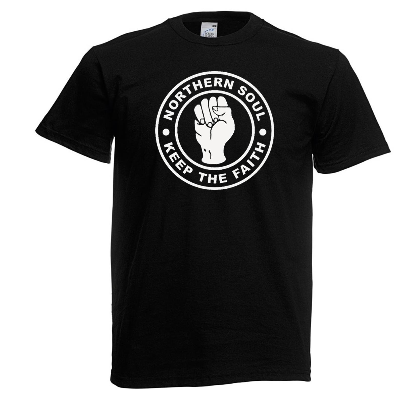 Unisexs Northern Soul Keep The Faith 1960s Raised Fist Music Unisex Black TShirt 2XL