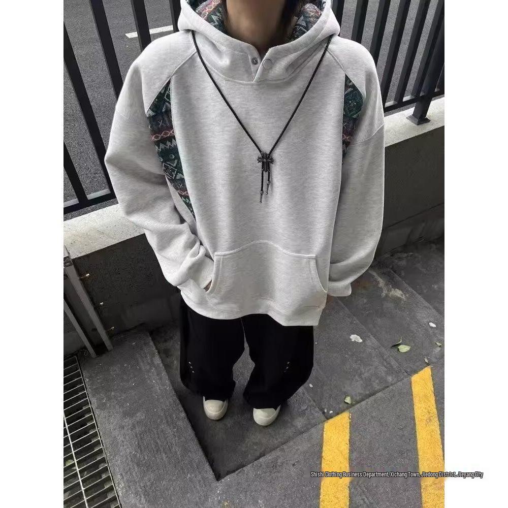 2025 Men's Autumn/Winter Patchwork Hooded Sweatshirt