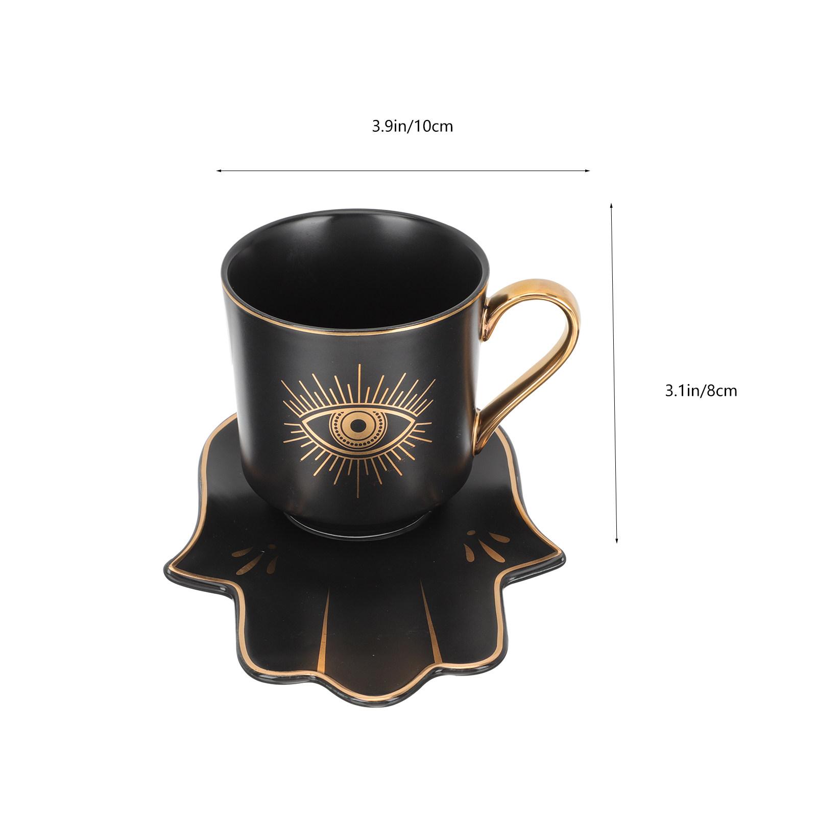 

1Set Blue Eye Tea Cup Set Fashion Simple Appearance Ceramic Coffee Cup for Home Kitchen Bar Juice Wine Soda Drinking Decoration чёрный