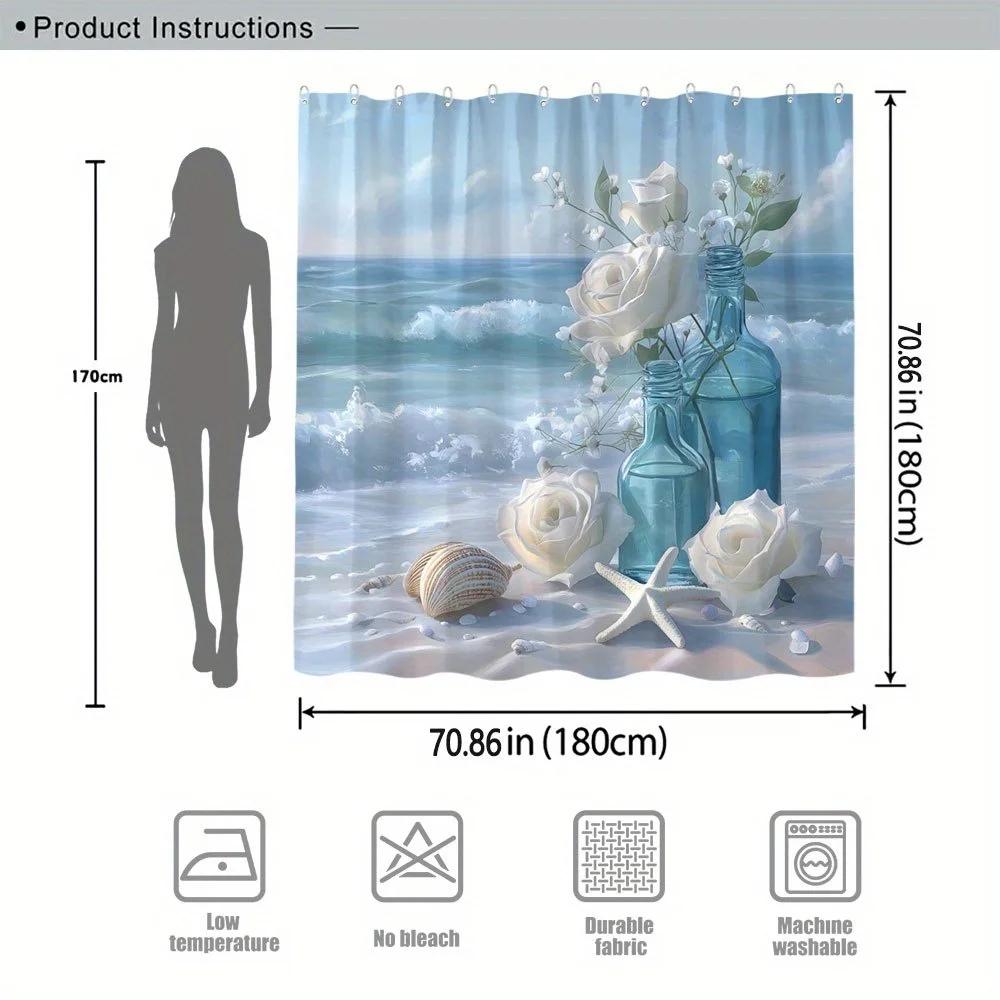 Seaside Serenity Shower Curtain - Coastal Themed Bath Decor, Perfect for Those Who Love Beach and Ocean-Inspired Designs