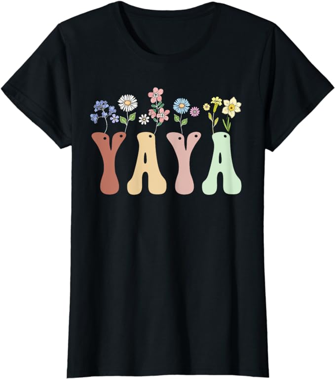 Grammy Gifts Women Wildflower Floral Design Grammy T-Shirt Women's Fashion Nana Gigi Grandma Tees Yaya Mimi Mother's Day Clothes
