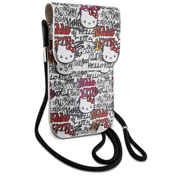 Hello Kitty Handbag HKOWBHDGPTE Beige Leather Tags Graffiti Cord