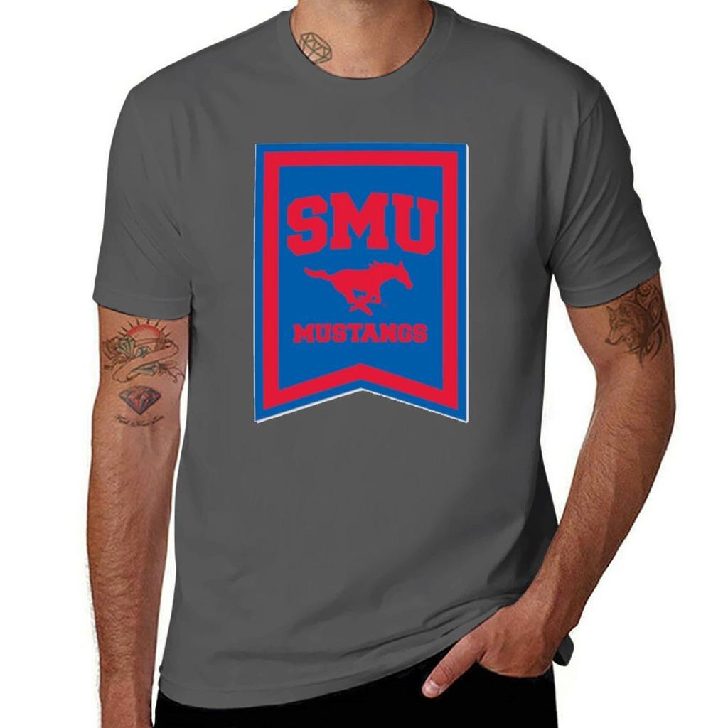 Smu Banner Tshirt Basic Solid Color Short Sleeve Cotton Top