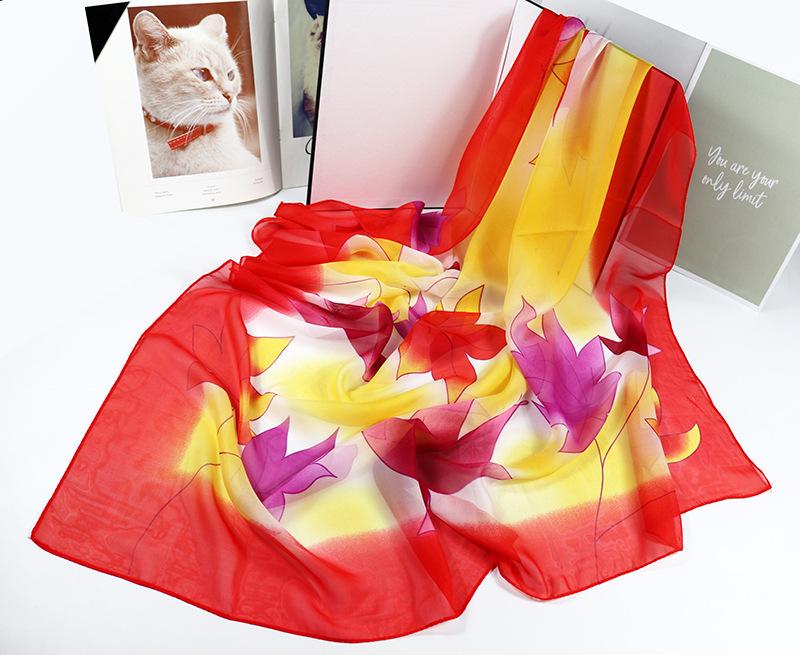 Large 95cm Square Korean Silk Chiffon Scarf for Women - Printed Neck or Head Scarf