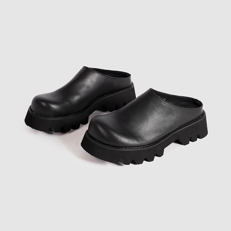 

Женские ретро кожаные туфли на толстой подошве с большим носком, мужские и женские, с закрытым носком 40 чёрный