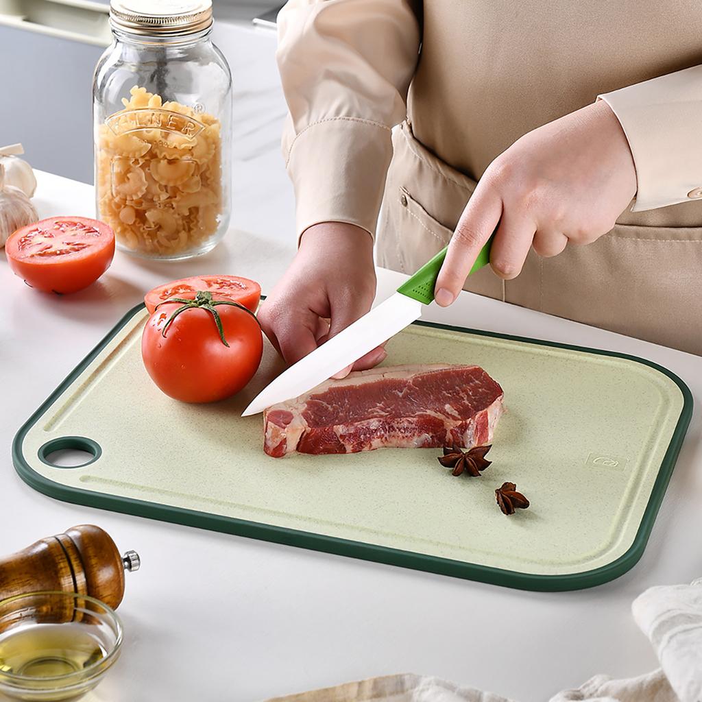 1/2pcs Double Sided Wheat Straw Cutting Board Kitchen Classification Cutting Board Thickened Belt Garlic Grinder Cutting Board