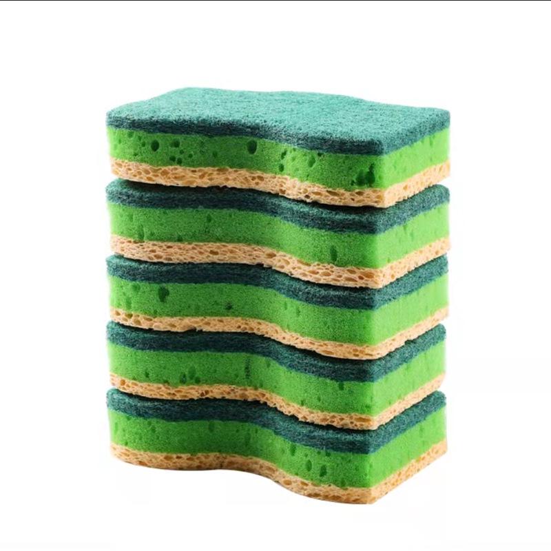 Non-Oily, Absorbent Wood Pulp Cotton Sponge Pad: Three-Layer Wave Cleaning Pad for Dishwashing