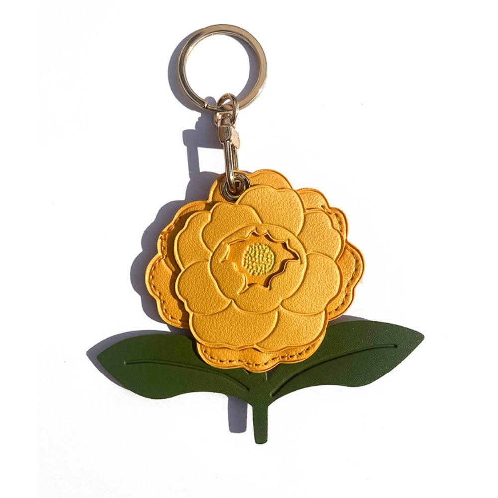 Keyring Peony Flower Keychain Entrance Guard Card Peach Blossom Access Card Holder Unisex