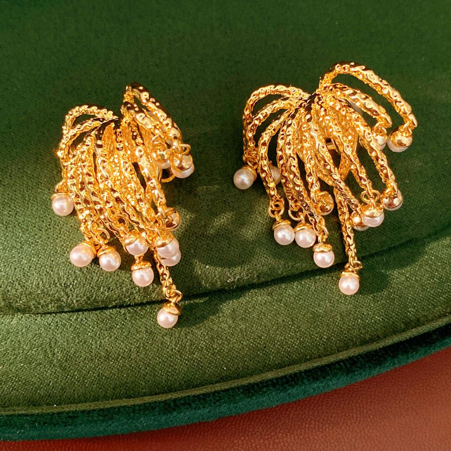 18k Gold Plated Firework Pearl Ear Clips - Elegant, Versatile  Luxurious Design