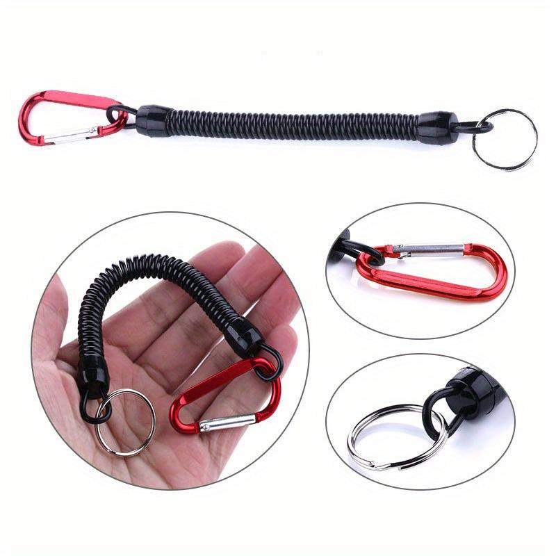 Fishing Lanyards 22cm Retractable Coiled Tether with Carabiner Boating Fishing Rope Retention Rope Fishing Tools Tackle