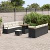 Ensemble de Canapés de Jardin 11 pièces avec Coussins Rattan Poly Noir Acacia, Canapé de Jardin 2 Places avec Rangement &amp; 3364450