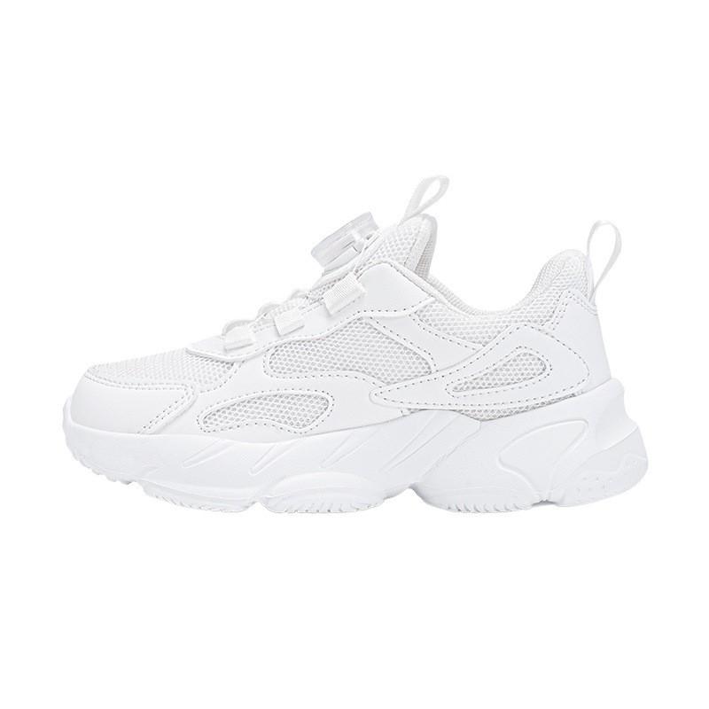 Kids White Mesh Running Shoes With Rotating Buckle Breathable Lightweight Sneakers Boys Girls Daily Wear