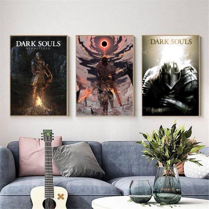 Gra D-Dark Souls 3 2 Plakat Sztuka HD samoprzylepny wodoodporny dom salon sypialnia bar estetyczna dekoracja