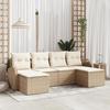 VidaXL 6-Piece Garden Sofa Set with Cushions Beige Poly Rattan 3346151