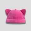 Süßer Hut ohne Schirm mit Katzenohren Lässige Persönlichkeit Melonenhaut Mützenmütze Atmungsaktiv Gewaschener alter Unisex Beanie-Hut