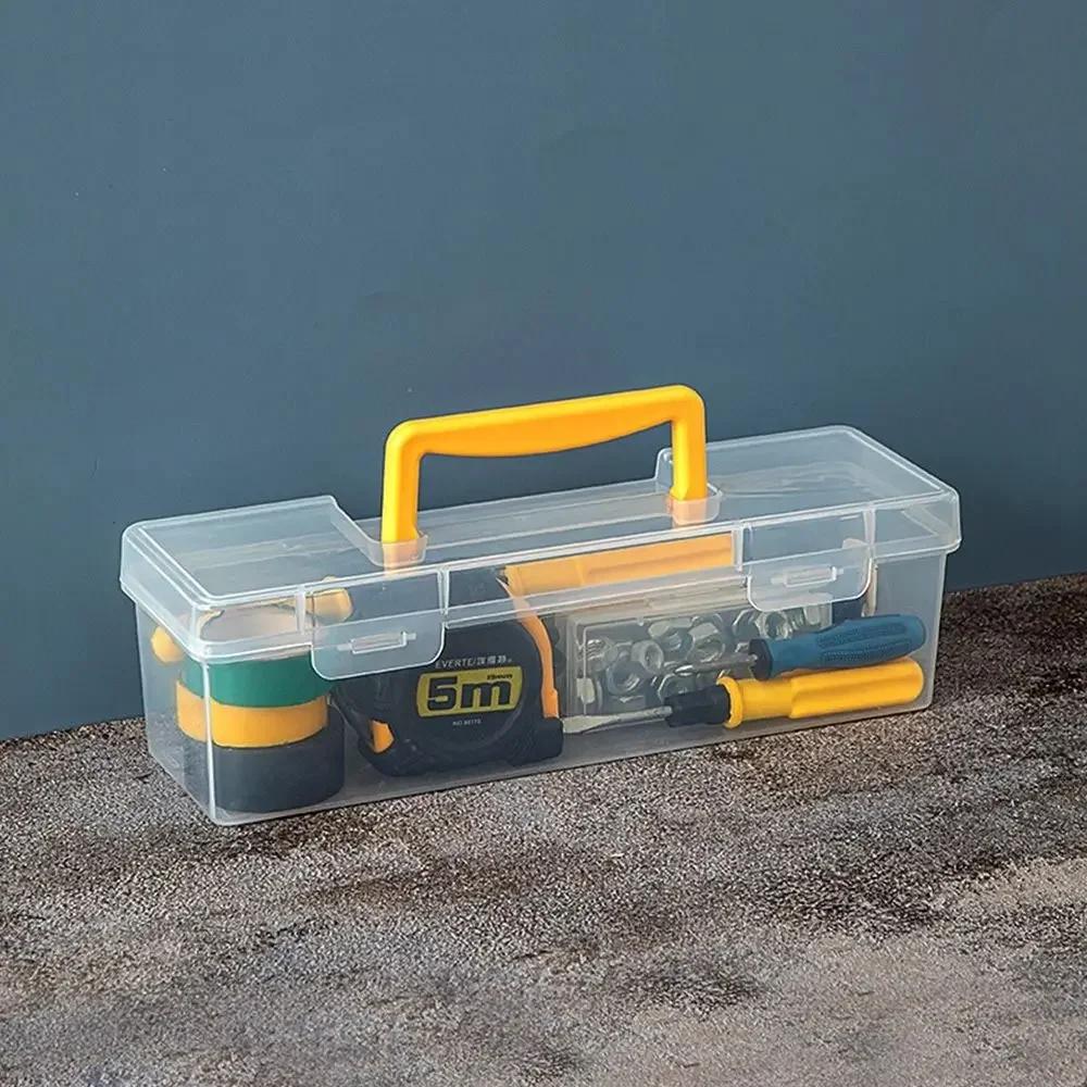 Portable Transparent Hardware Tool Box Multifuntional Empty Toolbox Plastic Parts Box Tool Organizer Household Tool Storage Box