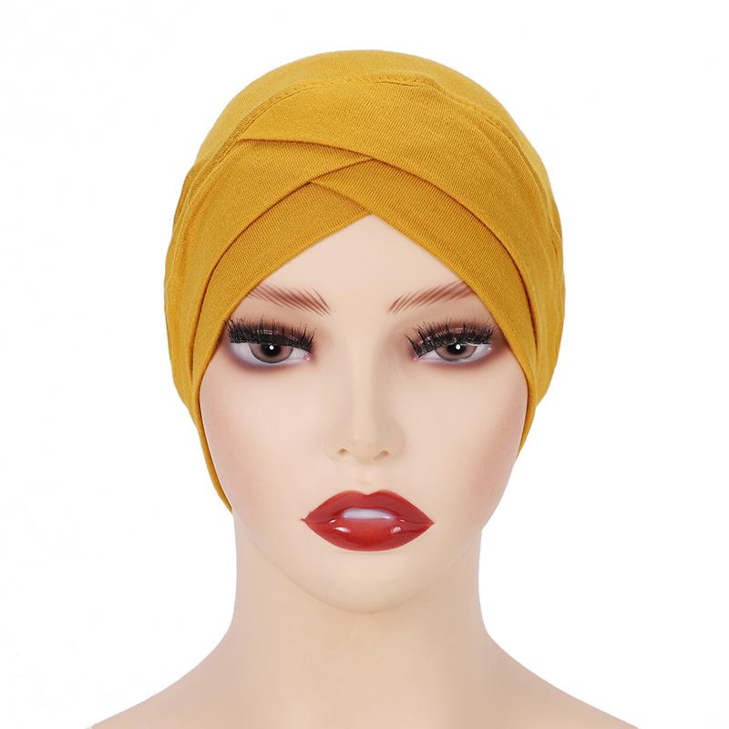 Cross Inner Hijab Women Stretch Turban Hat Lslamic Underscarf Bonnet Hat  Cotton Jersey Inner Hijab
