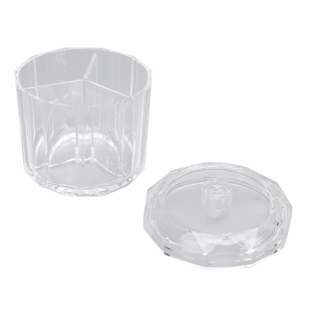 Cotton Swab Holder with Lid Clear Dust Proof Waterproof 3 Separate Compartments Cotton Balls Storage Box